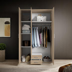 Kleiderschrank 3-türig 58-792-66 120 x 195 x 55 cm Drehtürenschrank mit Spiegeltür 2 Schubladen und 3 Regalböden