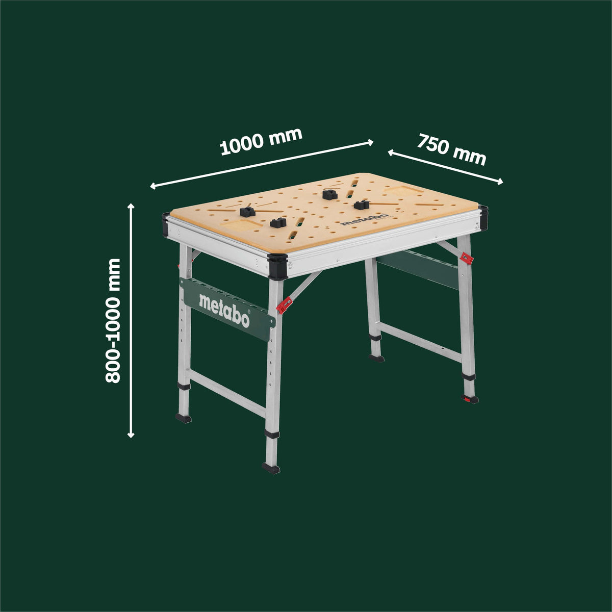 Multifunktionstisch MWB 100 Klappbare Werkbank Montagetisch mit 120 kg Traglast höhenverstellbar 2 Einhandzwingen 4 Bankhaken und 2 Eckverbinder