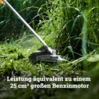 Akku-Sense WG084E.9 40V 38 cm Schnittbreite 25,5 cm Messerdurchmesser Zweihandgriff Doppelfaden-System ohne Akku