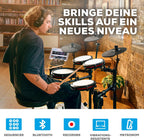 E-Drum Set 8-teilig Nitro Max Kit 10 Zoll Dual-Zone Snare Mesh Pads Bluetooth USB MIDI 440+ Sounds