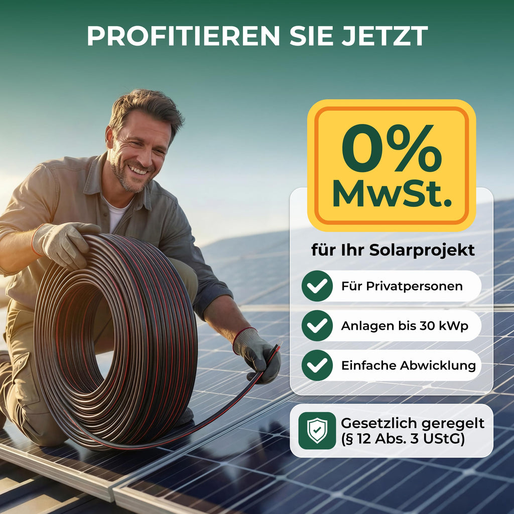PV-Solarkabel H1Z2Z2-K 6 mm² 100 m Rolle Schwarz Kupfer 1500 V UV-beständig TÜV-zertifiziert