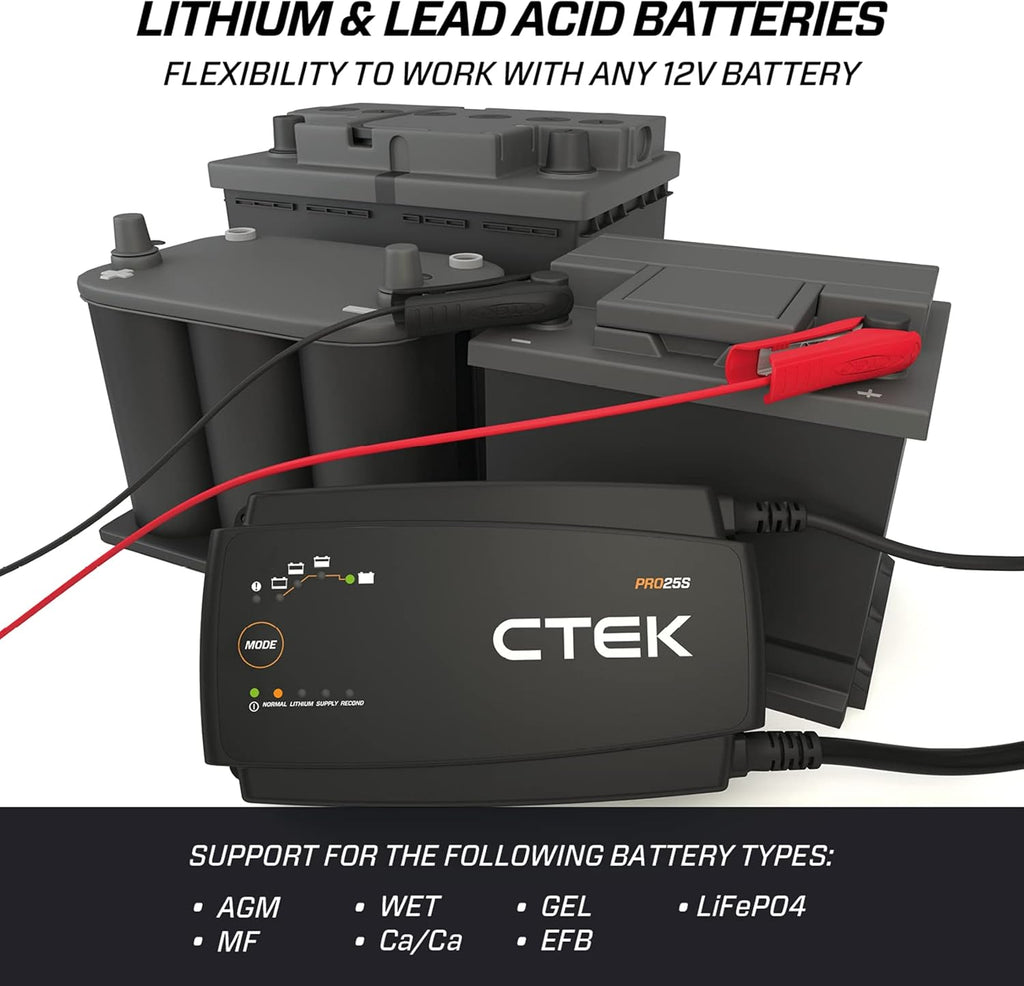 Batterieladegerät 12V 25A PRO25S für Blei-Säure und LiFePO4 Batterien mit Rekonditionierung