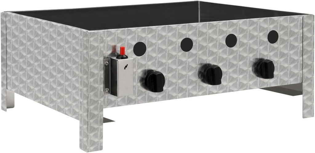 Gas Gastrobräter 3-flammig Edelstahl GB-K1103B Tischgasgrill 10000W 64x52x27 cm für Outdoor