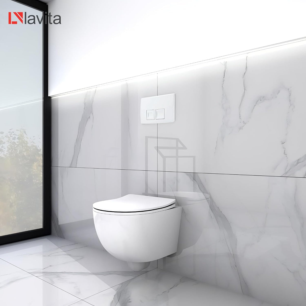 Vorwandelement WC Set DALIA Wand WC spülrandlos Tornado Spülsystem mit Soft-Close Sitz und Bedienplatte Weiß
