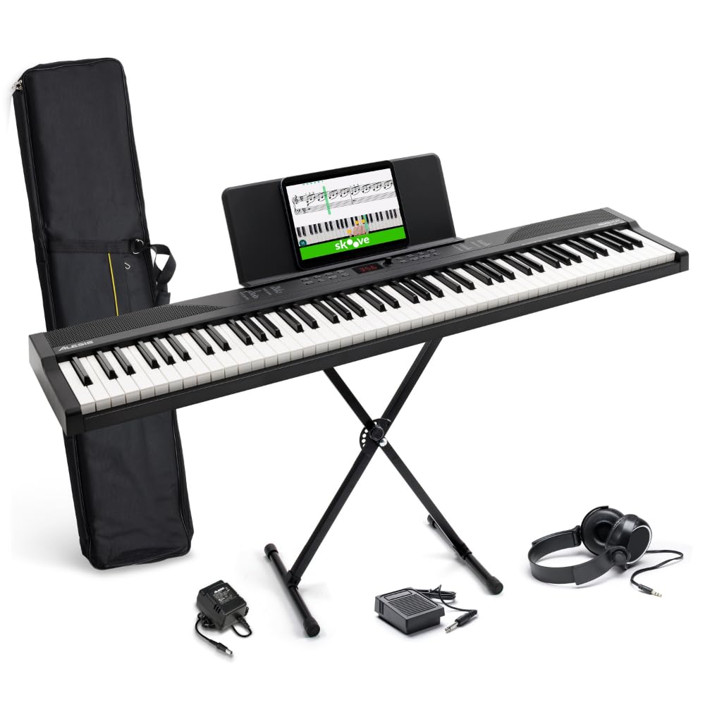 Digitalpiano Recital Play 88 Tasten 480 Sounds USB MIDI mit Ständer Sustain-Pedal Kopfhörer und Tragetasche
