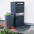 Paketbriefkasten mit großem Paketfach Bispo 2 112,9 x 50,3 x 37,4 cm Stahl abschließbar DIN C4 Einwurf 2 Schlüssel