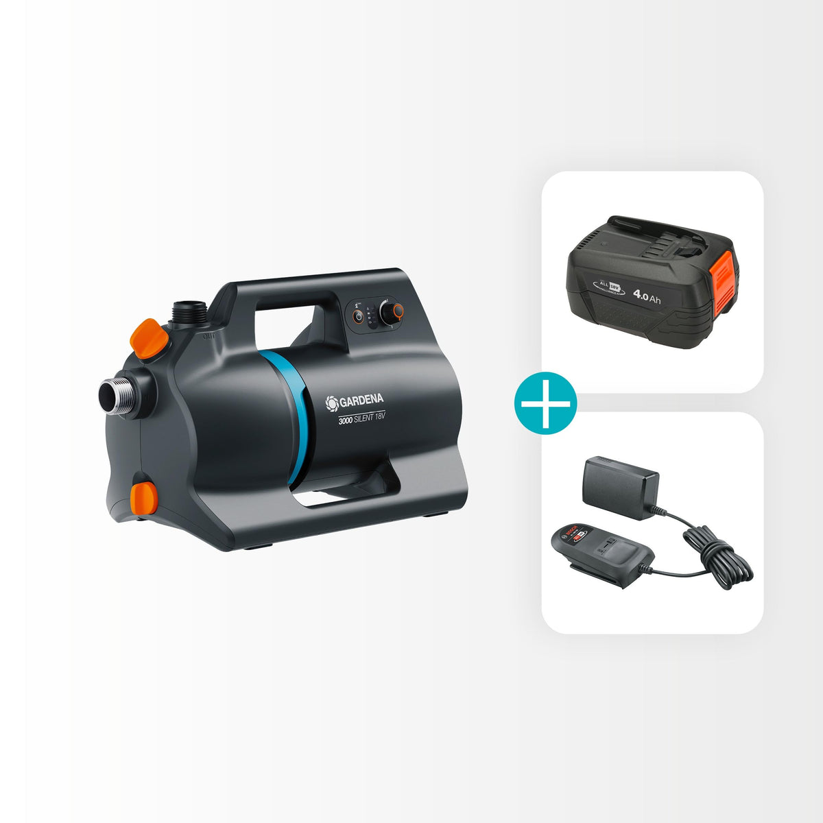 Akku-Gartenpumpe 3000 Silent 18V P4A 3000 l/h 14610-20 mit Akku und Ladegerät für Gartenbewässerung