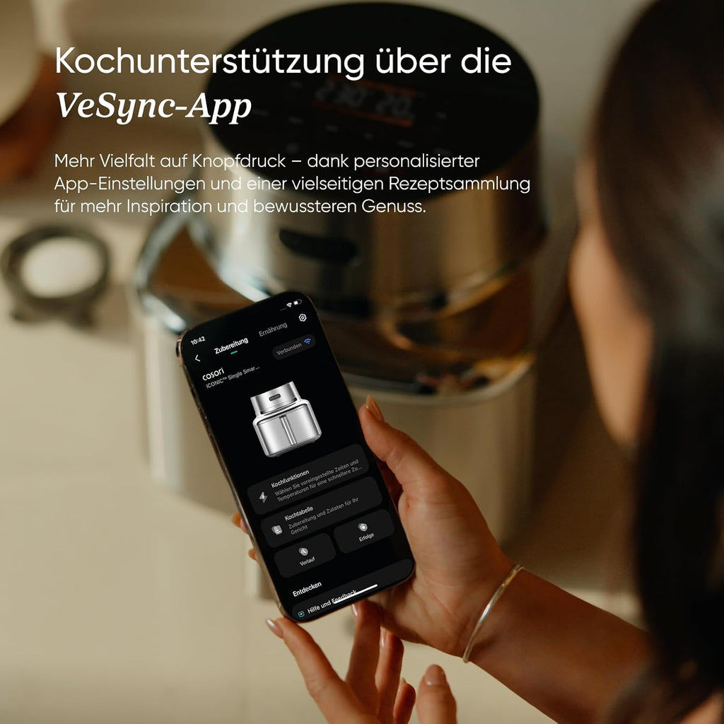 Heißluftfritteuse mit Keramikbeschichtung ICONIC SE601S 6,2L 7-in-1 1725W PFAS-freier Garraum Edelstahl