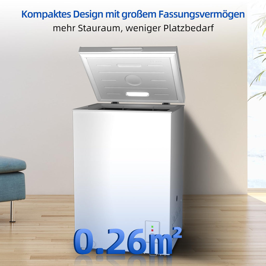 Gefriertruhe FCF98DE 99 Liter freistehend mit Schnellgefrierfunktion LED-Beleuchtung und 4-Sterne-Gefrierfach