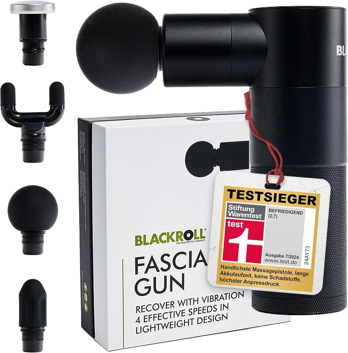 Massagepistole Mini Fascia Gun 550 g mit 4 Aufsätzen 4 Stufen und USB-C für Körper- und Faszienmassage