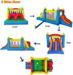 Kinder-Hüpfburg HT-M1 488 x 240 x 190 cm für 3–5 Kinder mit Rutsche Kletterbereich und Gebläse