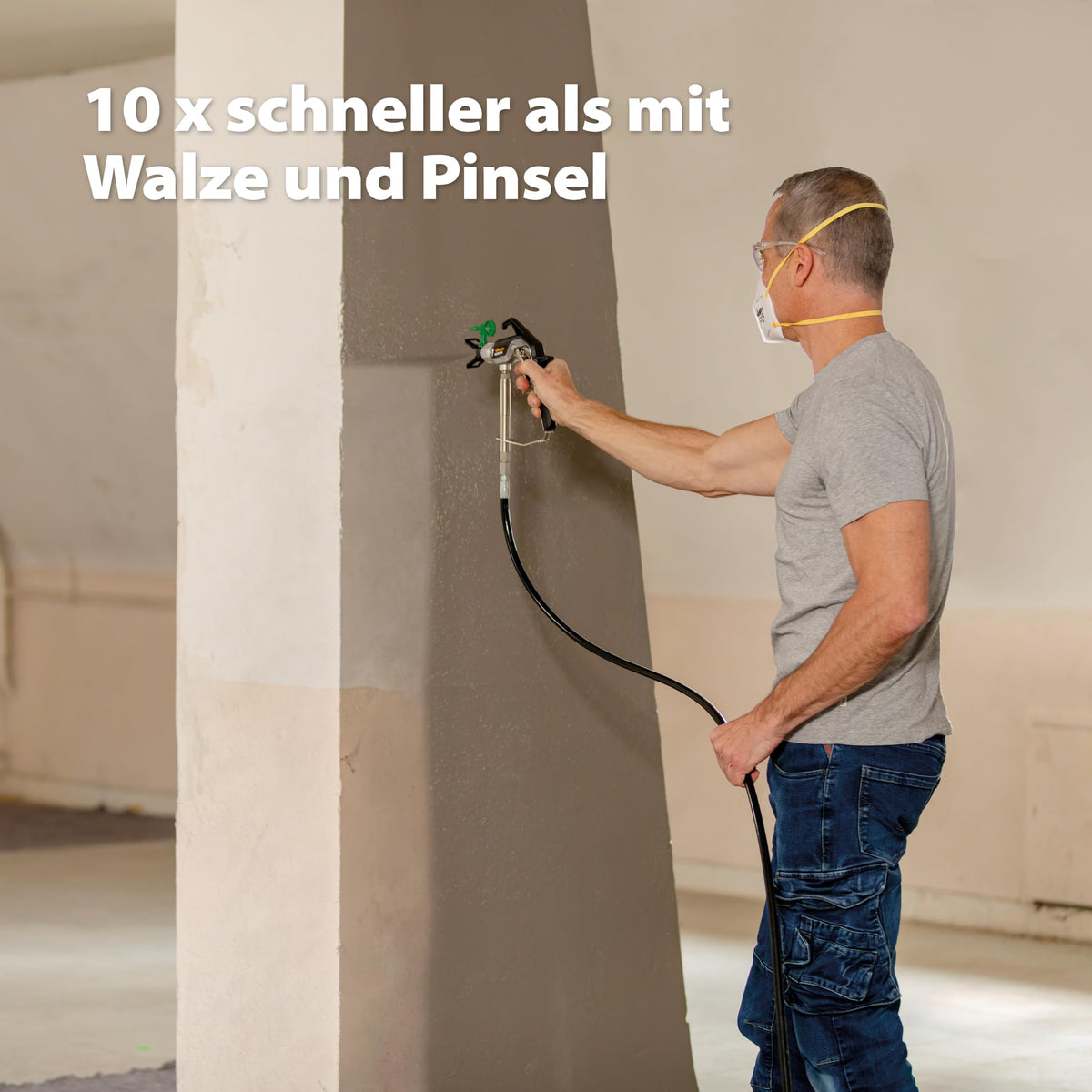 Airless Farbsprühsystem Control Pro 250 M 110 Bar mit 9 m Schlauch und Airlesspistole für Wandfarben Lacke und Lasuren