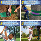Ninja Hindernisparcours für Kinder Slackline Set 16,8 m mit Kletternetz Seilleiter Gymnastikringen Outdoor Trainingsgerät