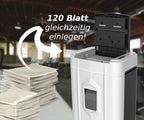 Auto-Feed Aktenvernichter 120 Blatt P-4 Partikelschnitt 60 Min Dauerbetrieb 60 dB Kreditkarten Büroklammern