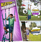 Ninja Hindernisparcours für Kinder Slackline Set 16,8 m mit Kletternetz Seilleiter Gymnastikringen Outdoor Trainingsgerät