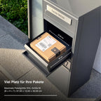 Paketbriefkasten mit großem Paketfach Bispo 2 112,9 x 50,3 x 37,4 cm Stahl abschließbar DIN C4 Einwurf 2 Schlüssel