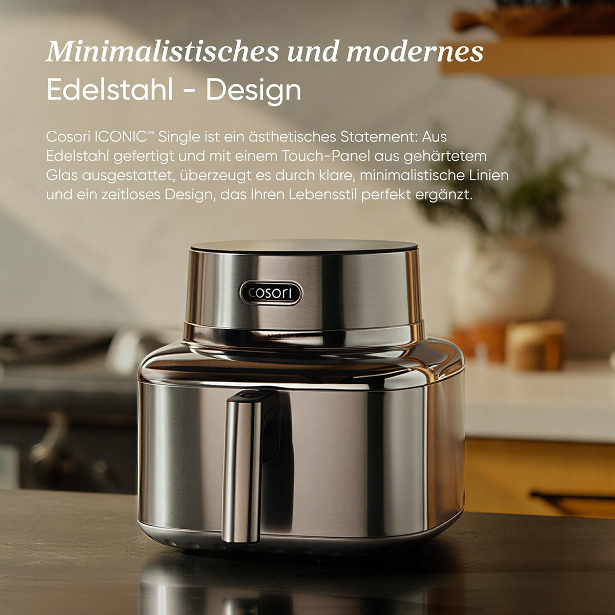Heißluftfritteuse mit Keramikbeschichtung ICONIC SE601S 6,2L 7-in-1 1725W PFAS-freier Garraum Edelstahl