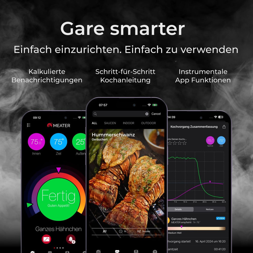 Digitales Fleischthermometer Pro Duo 2 Sonden Kabellos WLAN App Steuerung für Grill Ofen Smoker