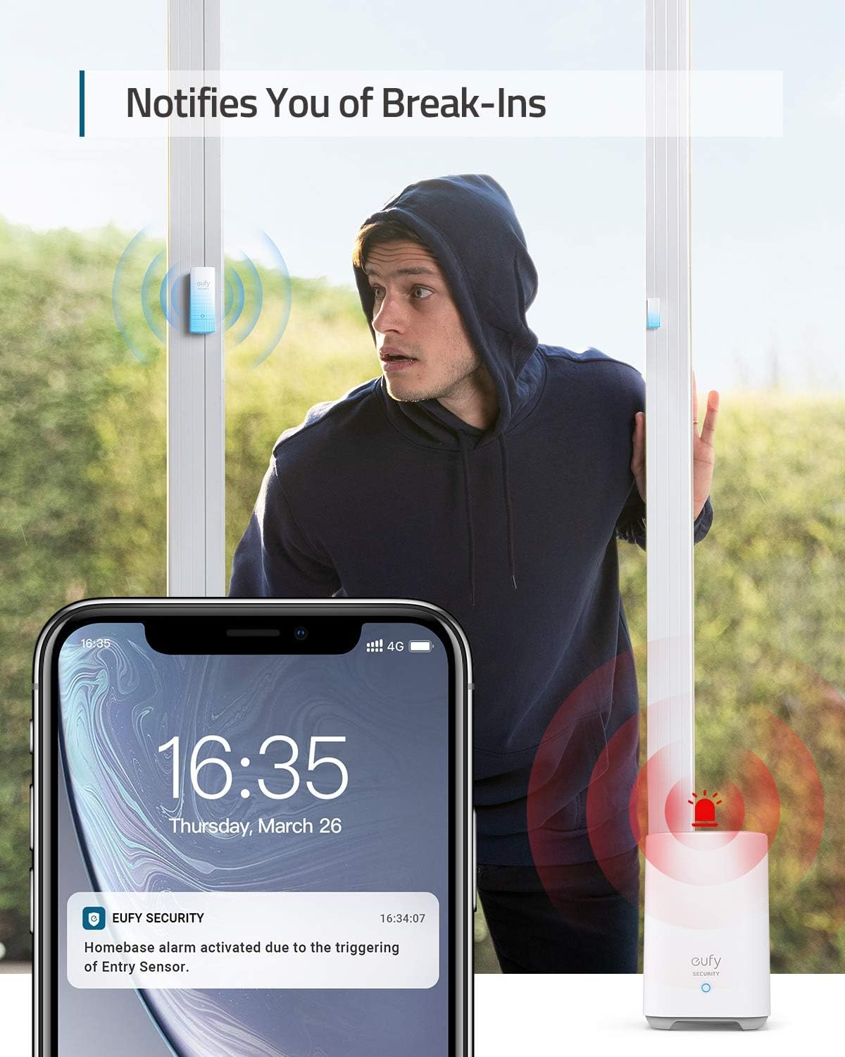 5-teiliges Smart Home Sicherheitssystem mit Bewegungssensor App-Steuerung 2560 x 1440 und 2 Tür- und Fenstersensoren