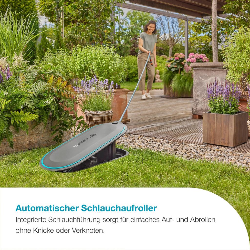 Schlauchbox 20 m Gartenschlauch unterirdische Installation automatische Aufrollfunktion Schlauchführung wetterfest 11 mm 18650