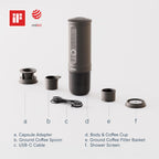Espressomaschine tragbar Nano OTEM-01-SG-UK Akku USB-C Selbsterhitzung 20 Bar 2-in-1 Kapsel gemahlener Kaffee Space Grey