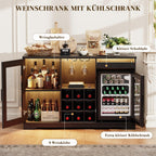 Barschrank mit Kühlschrank WR003B 120 x 40 x 78 cm LED-Beleuchtung 9 Weinregale Bewegungssensor