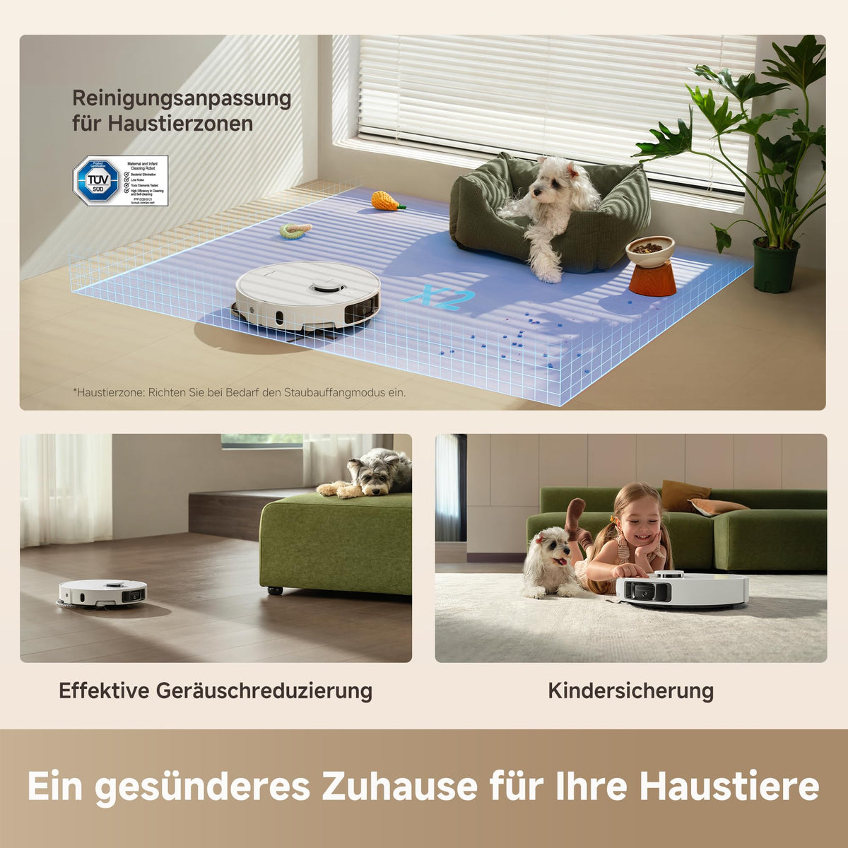 Saugroboter mit Wischfunktion RLL53SE 25.000 Pa 231 Min Laufzeit 10,5 mm Mopp-Anhebung automatische Moppreinigung App-Steuerung
