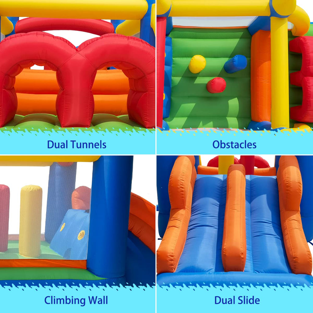 Kinder-Hüpfburg HT-M1 488 x 240 x 190 cm für 3–5 Kinder mit Rutsche Kletterbereich und Gebläse