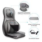 Shiatsu Massagesitzauflage mit Wärme 3D-Knetmassage Rollenmassage 3 Intensitätsstufen 15-Minuten-Timer für Nacken Rücken Schultern