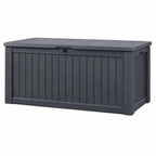 Auflagenbox 570 Liter wasserdicht mit Belüftung 155 x 72,4 x 64,4 cm Holzoptik Gasdruckfeder Anthrazit