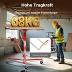 Plattenheber XXL 50790 Trockenbau 68kg Tragkraft 140–350cm Höhe 2,90m Breite 3 Rollen mit Feststellbremse rot