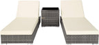 Gartenliege Set 2 Personen mit Tisch 403088 Aluminium Polyrattan Sonnenliegen 5-fach verstellbar inkl Schutzhülle Grau