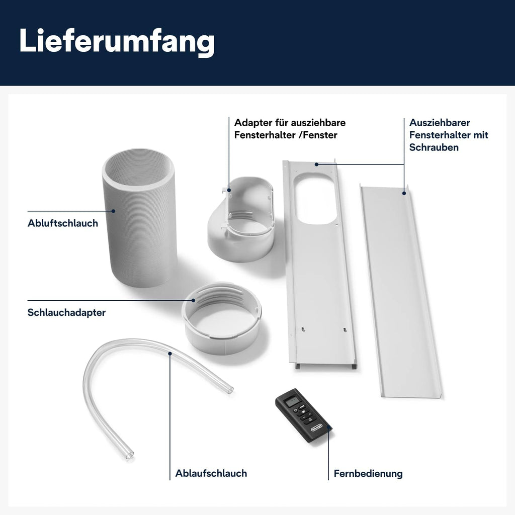 Mobile Klimaanlage PAC EM82 2,4 kW 9400 BTU mit Entfeuchter 24 h Timer 63 dB und Abluftschlauch