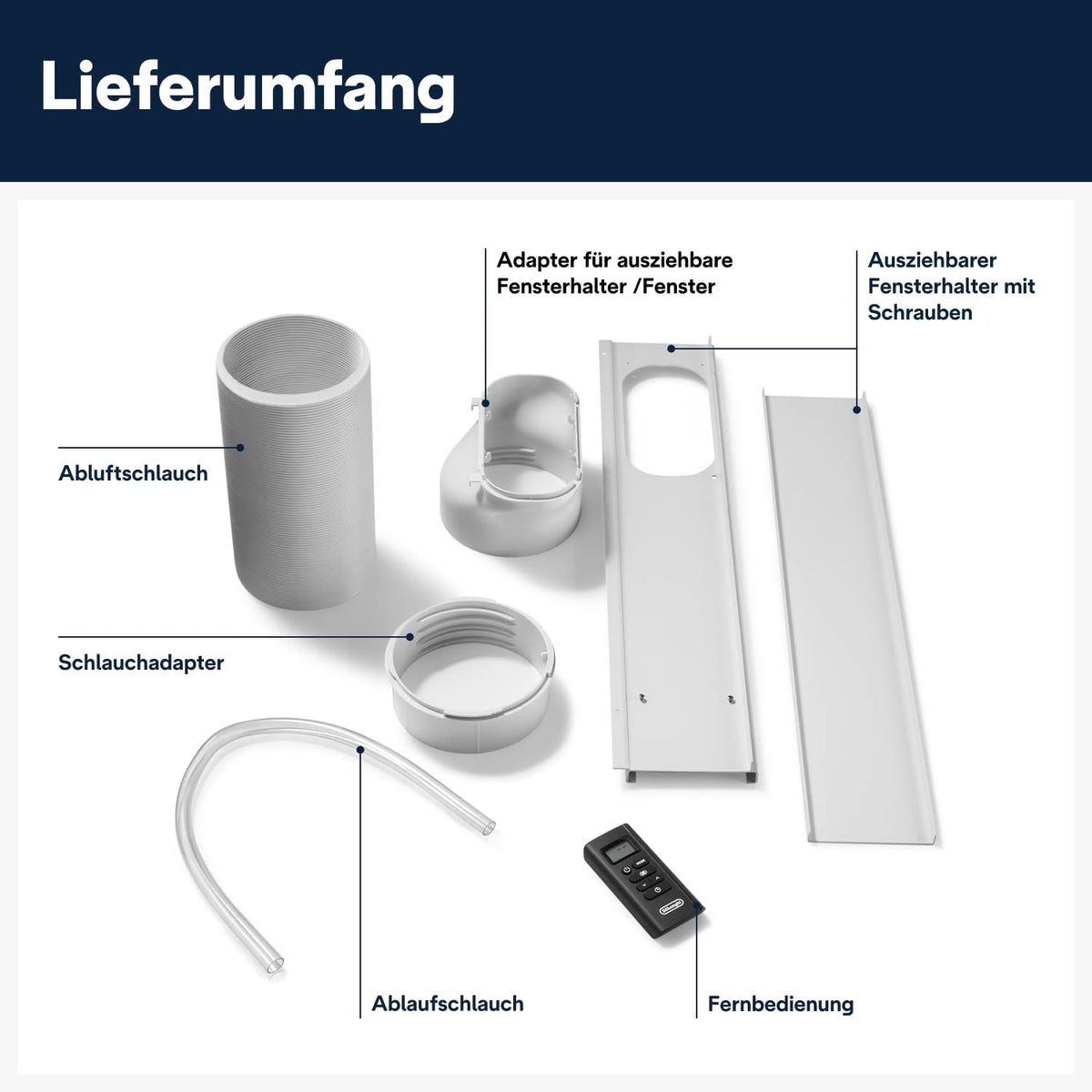 Mobile Klimaanlage PAC EM82 2,4 kW 9400 BTU mit Entfeuchter 24 h Timer 63 dB und Abluftschlauch