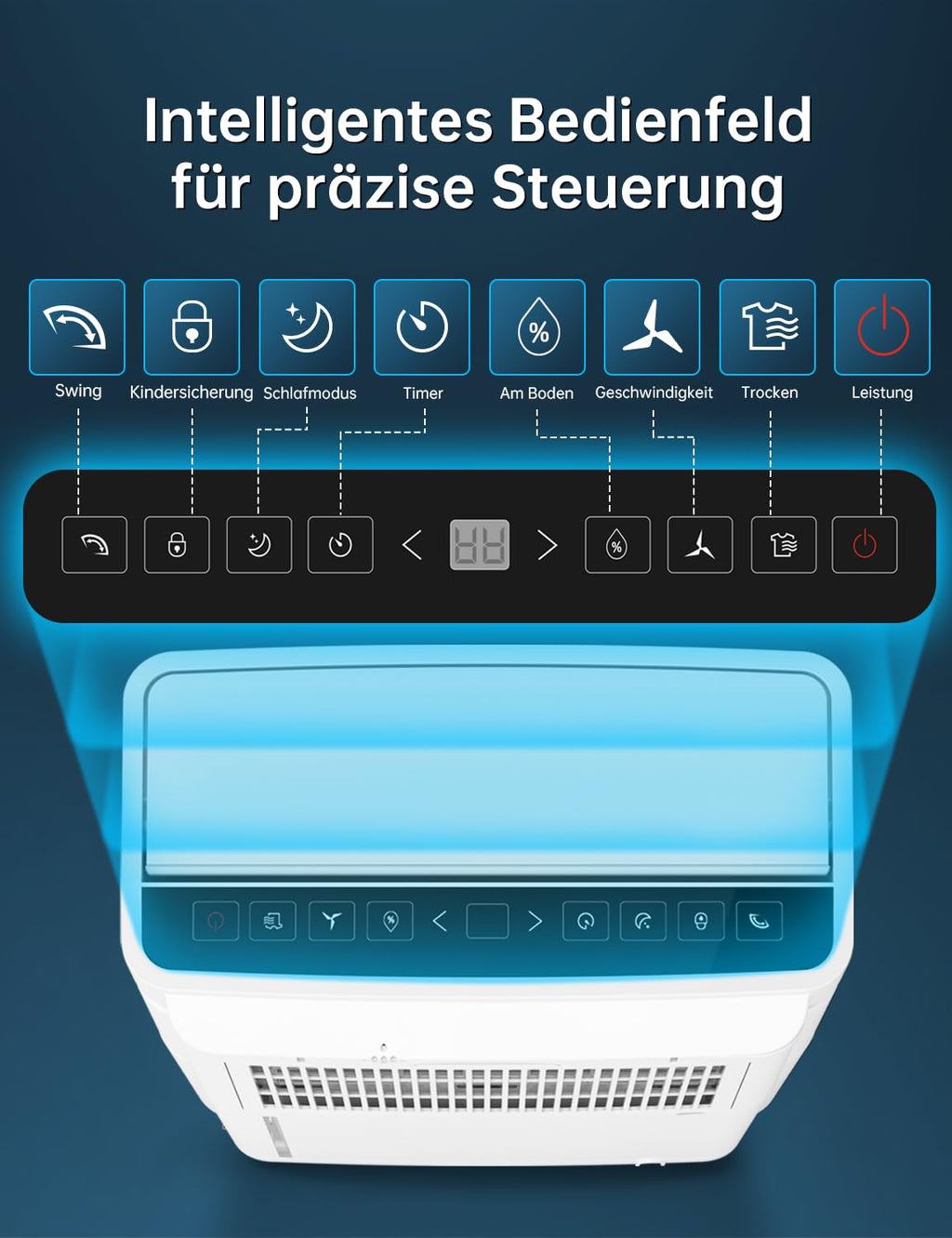 Luftentfeuchter elektrisch 20 L/Tag für Keller und Räume bis 50 m² mit 5,5-L-Wassertank 180 m³/h und 24-Stunden-Timer