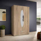 Kleiderschrank 3-türig 58-792-66 120 x 195 x 55 cm Drehtürenschrank mit Spiegeltür 2 Schubladen und 3 Regalböden