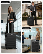 Kofferset Hartschale 3-teilig DE13 M L XL 65 L mit 360° Rollen TSA Schloss und 2 Griffen