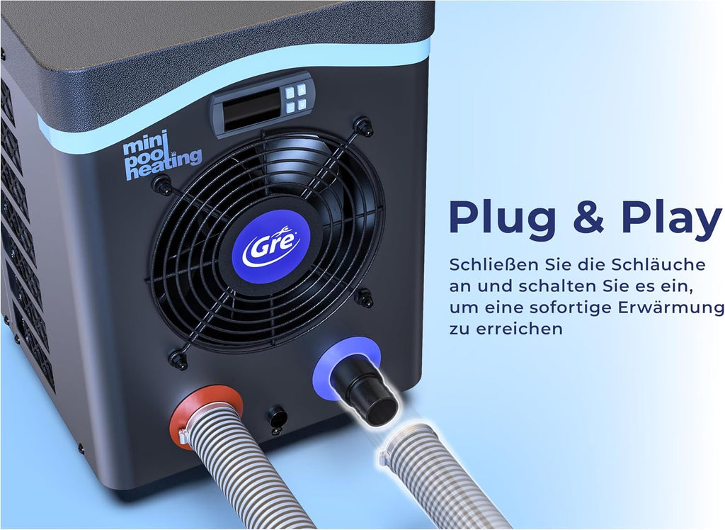 Pool-Wärmepumpe HPM20 20 m³ Poolheizung 230 V R32 Kältemittel 32/38 mm Schlauchanschluss