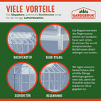 Aluminium Gewächshaus 7,2m² 380x190cm Treibhaus Polycarbonat 4mm 4 Dachfenster mit Fundament