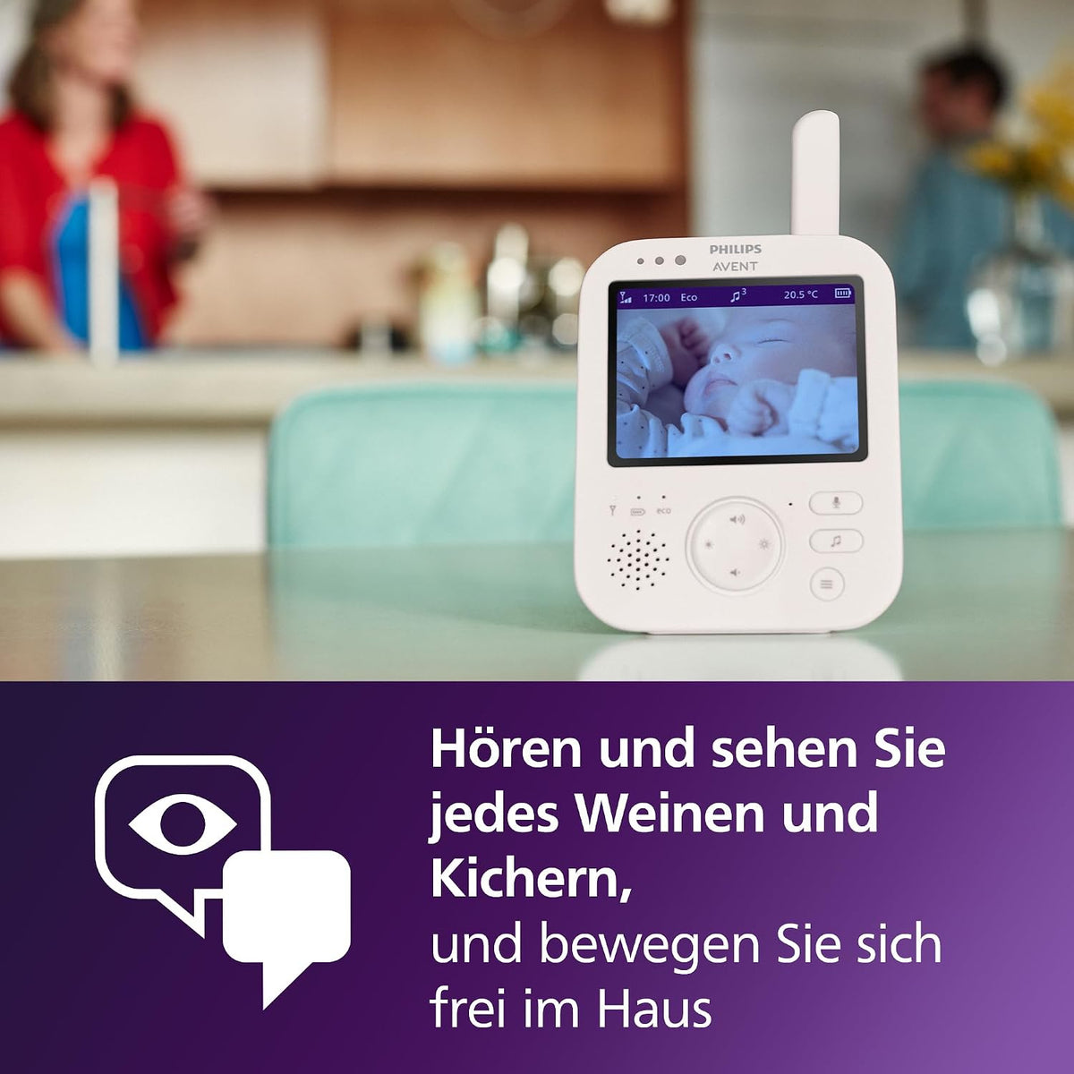 Video Babyphone mit Kamera SCD891/26 3,5 Zoll Display 720p Nachtsicht Temperaturüberwachung Schlaflieder