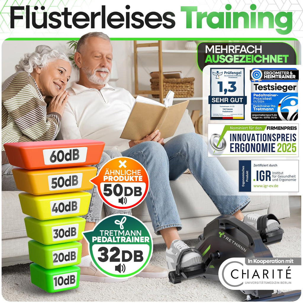 Pedaltrainer PT-HT-01 mit 16 Widerstandsstufen für Arm- und Beintraining mit Befestigungsband