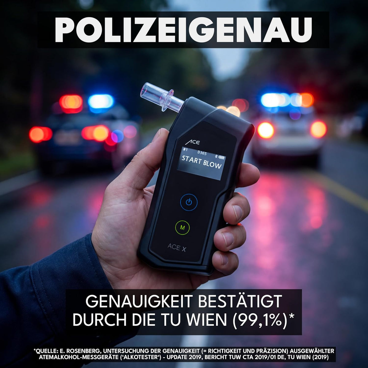Atemalkoholtester elektrochemischer Sensor Speicherfunktion inkl Mundstücke Transporttasche AAA Batterien