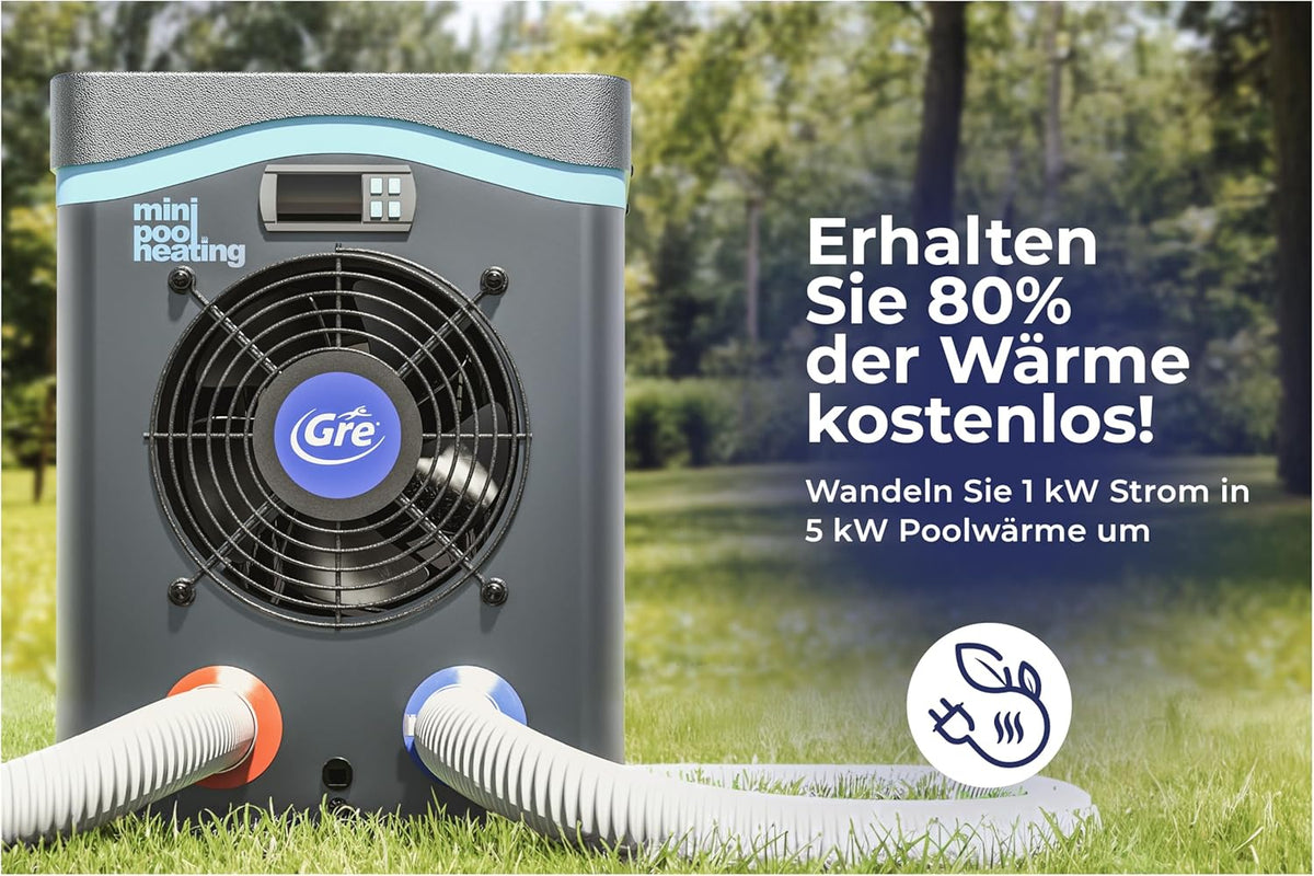 Pool-Wärmepumpe HPM20 20 m³ Poolheizung 230 V R32 Kältemittel 32/38 mm Schlauchanschluss
