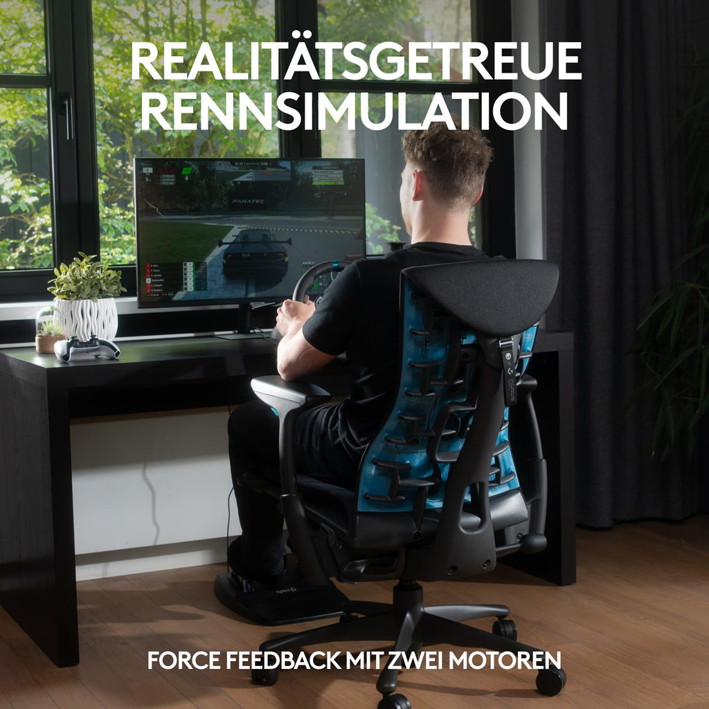 Gaming Rennlenkrad G29 mit 900° Lenkbereich Force Feedback Edelstahlpedalen und Leder-Lenkrad für PS5 PS4 PC Mac