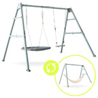 Doppelschaukel ZEST SWING HYP2014 mit Stahlgestell bis 180 kg mit Schaukel Storchennest und Hängematte