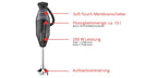 Stabmixer M200 BBQ 98215 200 W 2 Geschwindigkeitsstufen mit Zerkleinerer und Zubehör Set