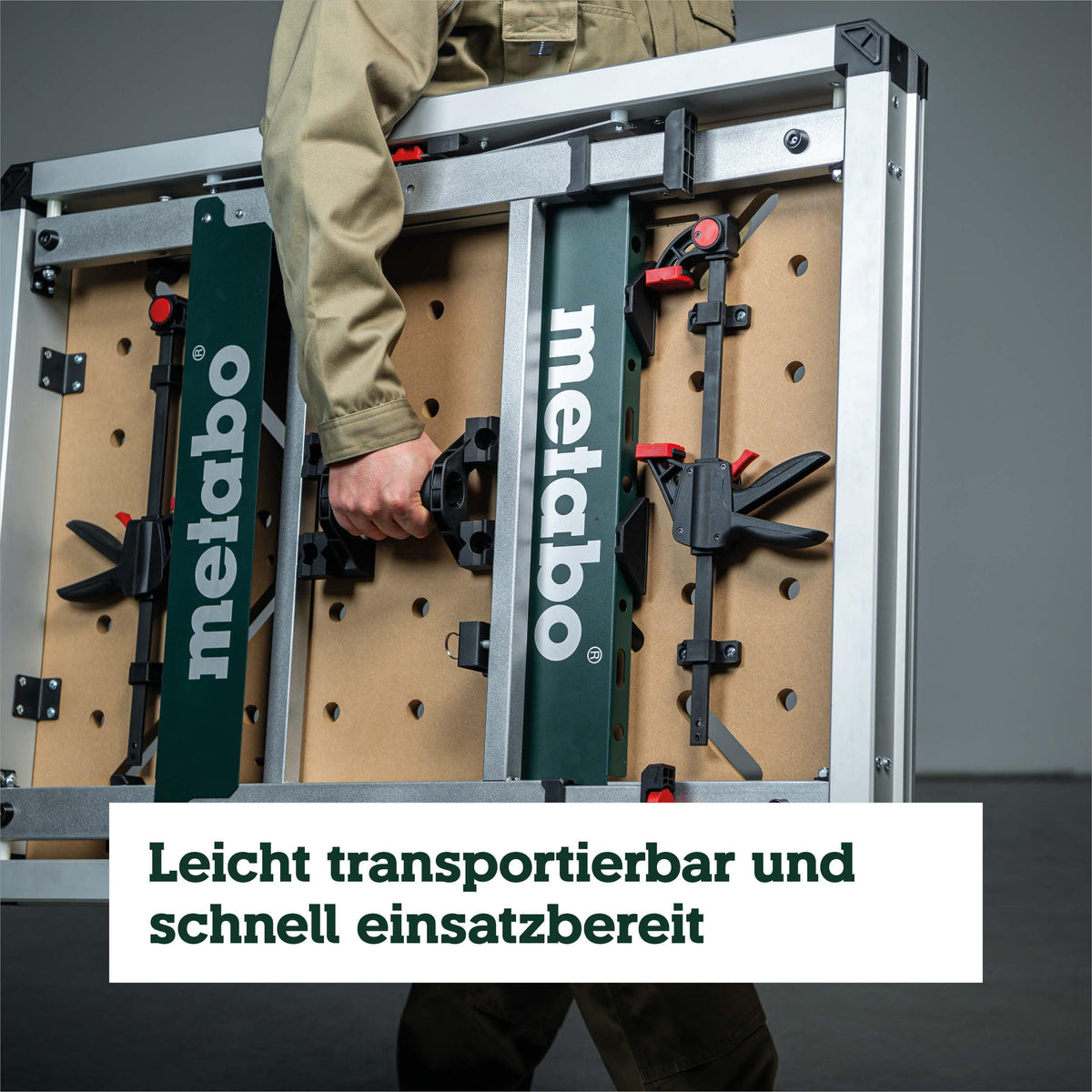 Multifunktionstisch MWB 100 Klappbare Werkbank Montagetisch mit 120 kg Traglast höhenverstellbar 2 Einhandzwingen 4 Bankhaken und 2 Eckverbinder