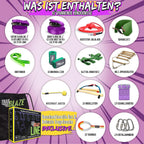 Ninja Hindernisparcours für Kinder Slackline Set 16,8 m mit Kletternetz Seilleiter Gymnastikringen Outdoor Trainingsgerät
