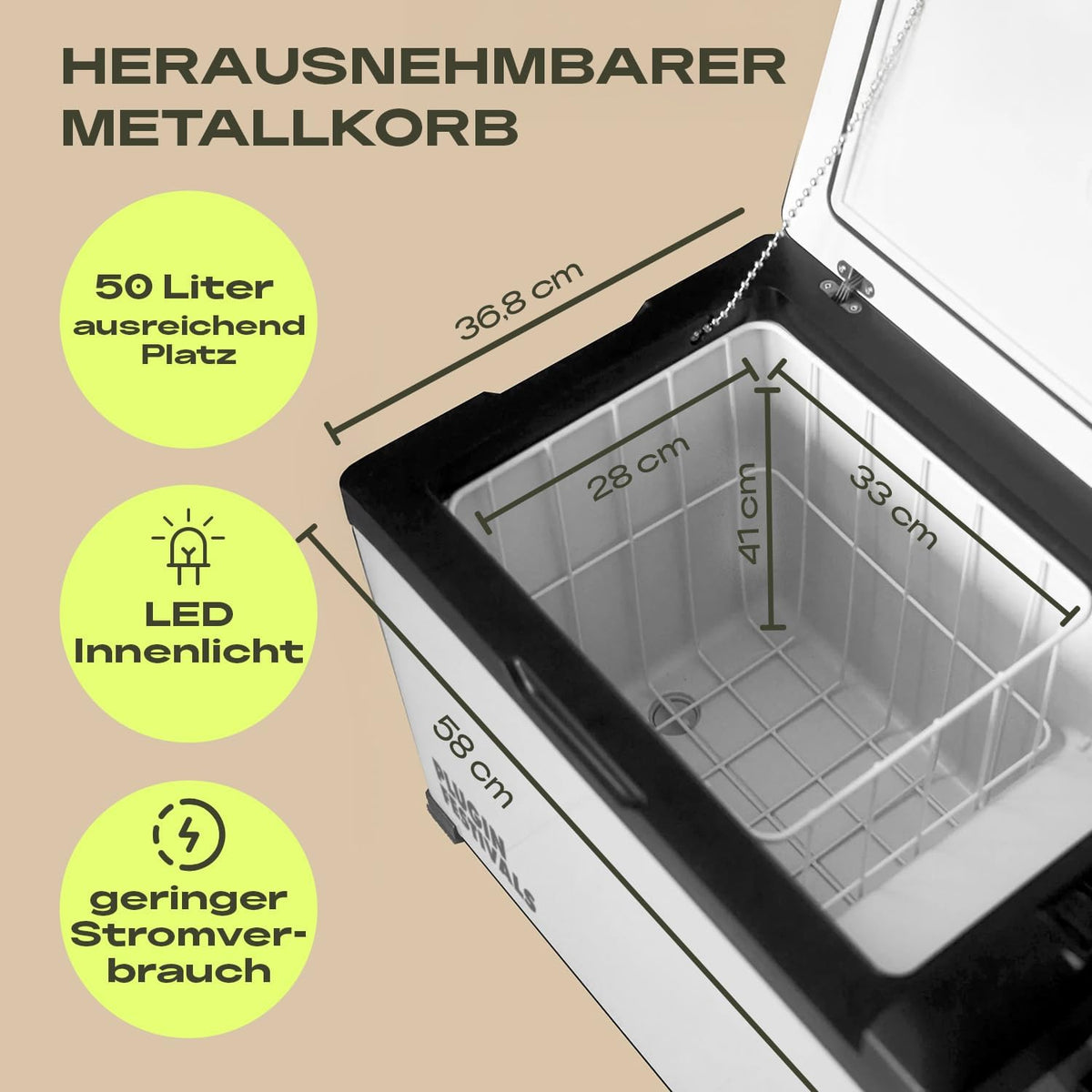 Kompressor Kühlbox mit Gefrierfunktion 50L 12V 230V bis -20°C App-Steuerung für Auto Camping und Reisen