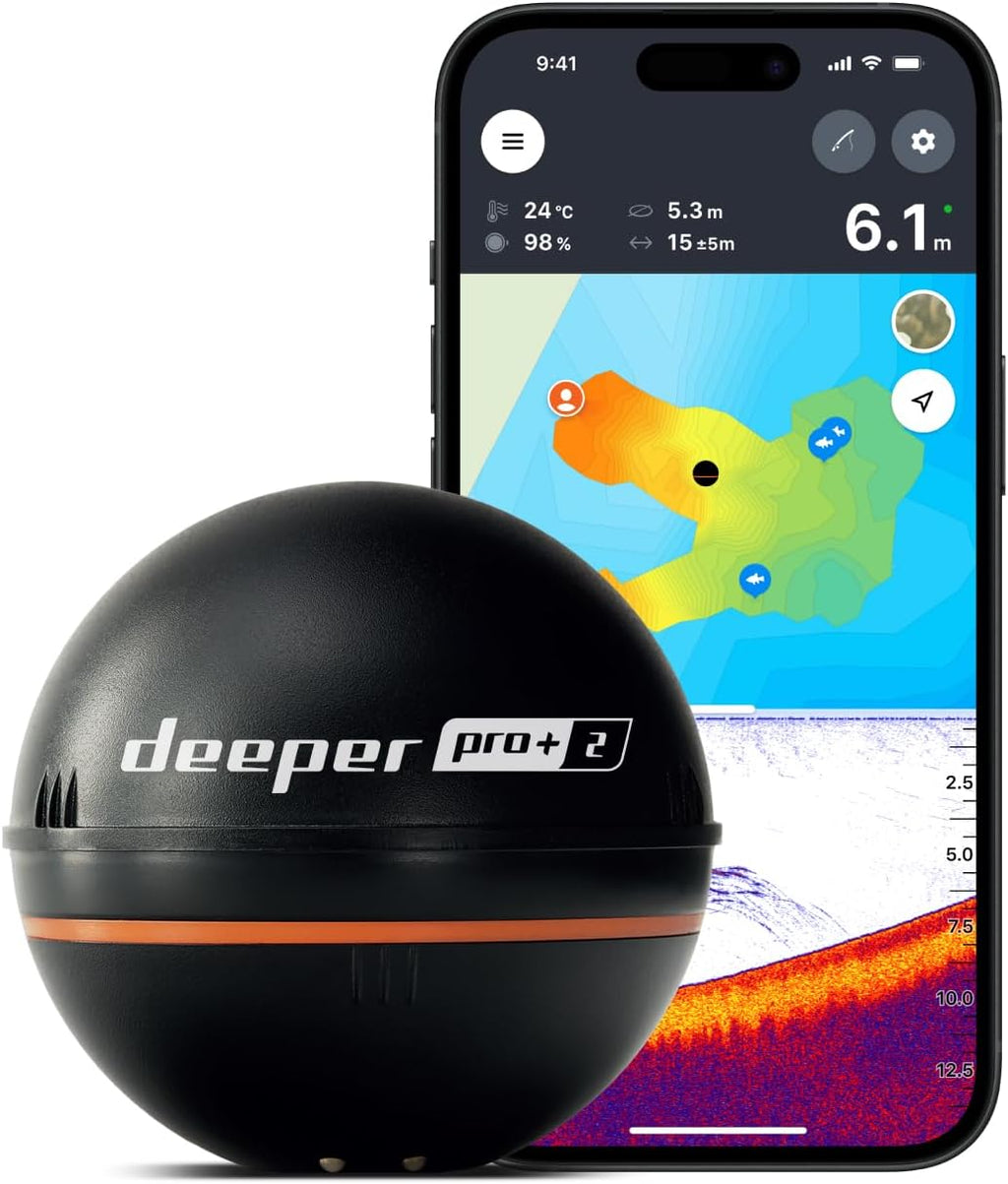 Fischfinder Echolot Pro+ 2 mit GPS Tiefenmesser Sonar für Kajak Boot Eisangeln App Verbindung bis 100 m